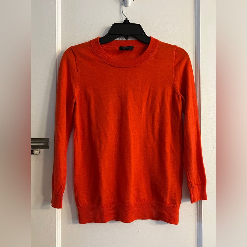 J crew women’s S merino wool bright orange crewneck sweater